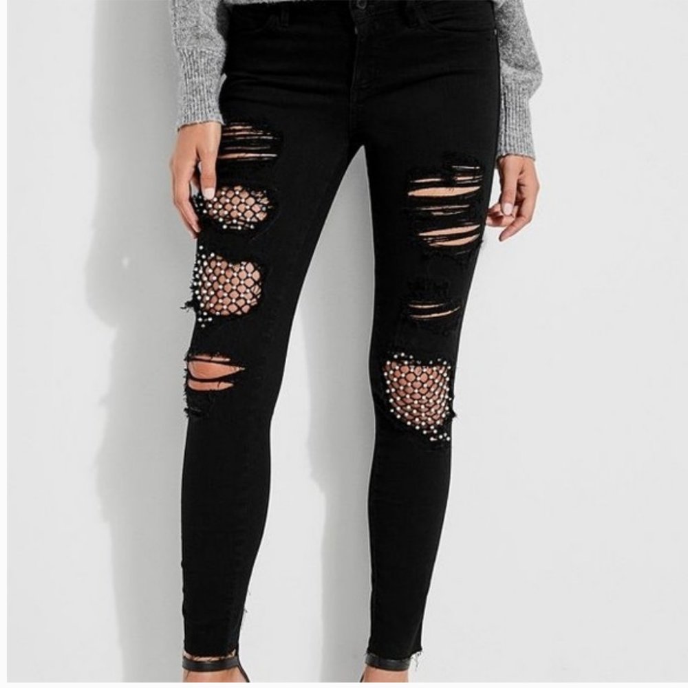 Guess jeans | Sexy Curve | fishnet & pearl | sz 25